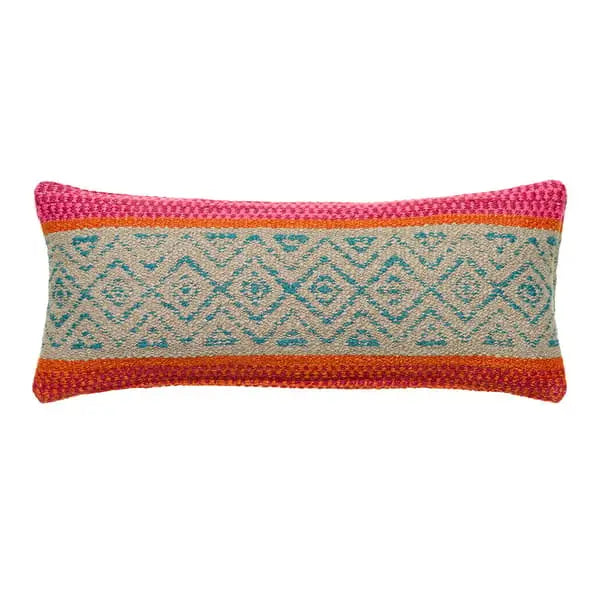 Pampas Teal, Sustainable Feather, Rectangle Cushion, 22CM X 54CM Stripe Andrew Martin