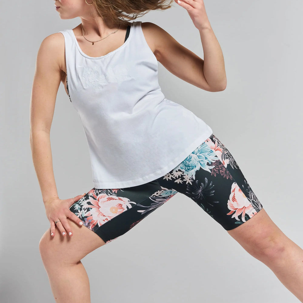 Pandorea Embroidered Ethical-Cotton Twist-Back Vest - Glacier White Peachaus