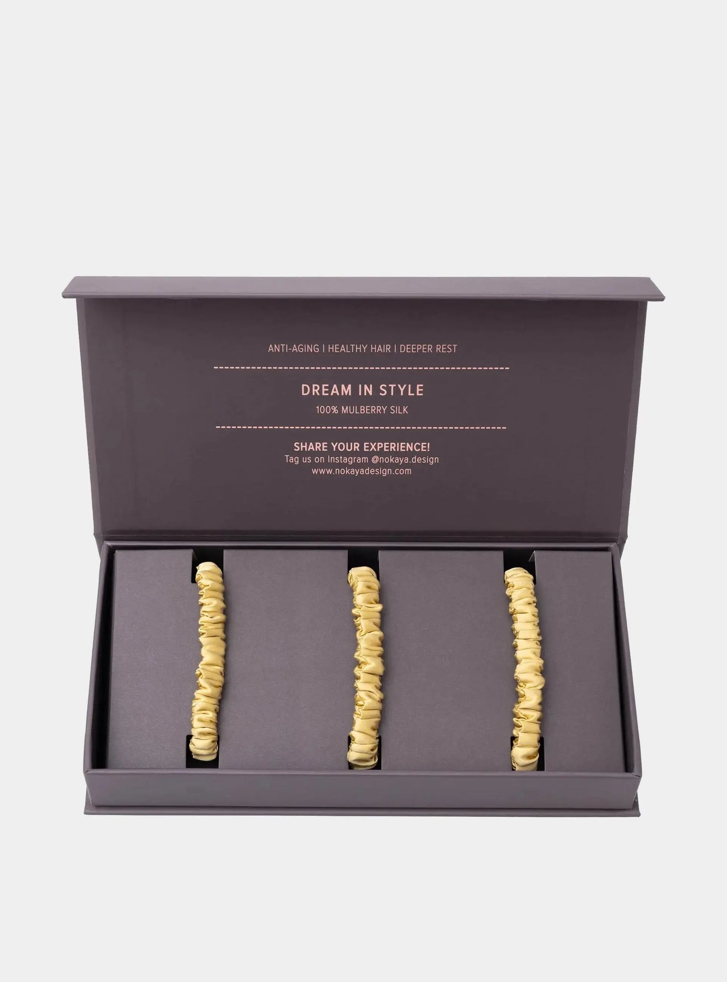 Panna Cotta Skinny Silk Scrunchie Set NOKAYA