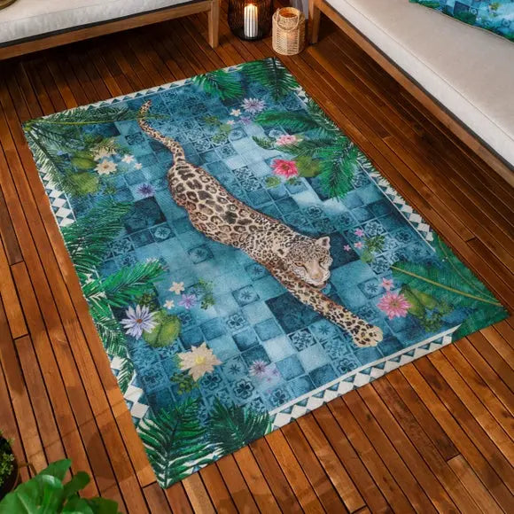 Paoletti Majorelle Leopard Indoor Outdoor Rug Dunelm