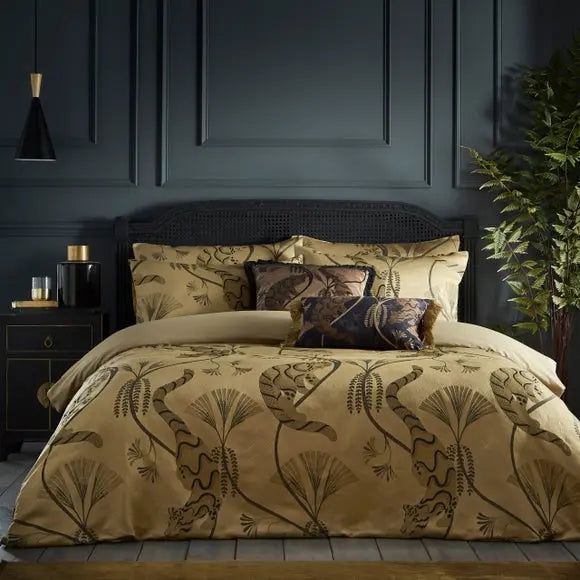 Paoletti Moondusk Gold Duvet Cover & Pillowcase Set Dunelm