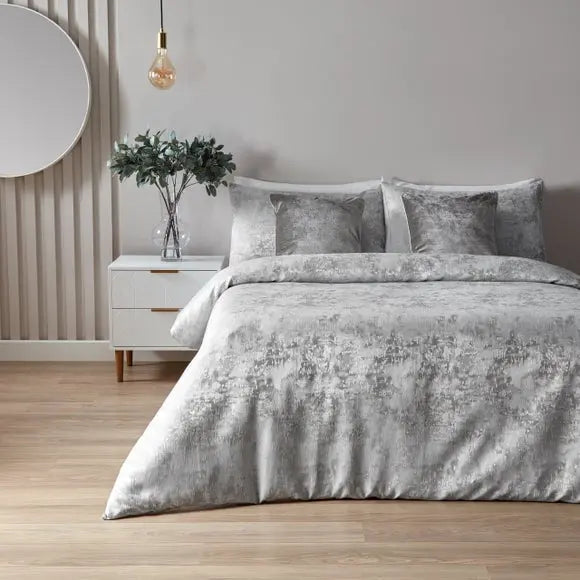 Paoletti Symphony Silver Duvet Cover & Pillowcase Set Dunelm