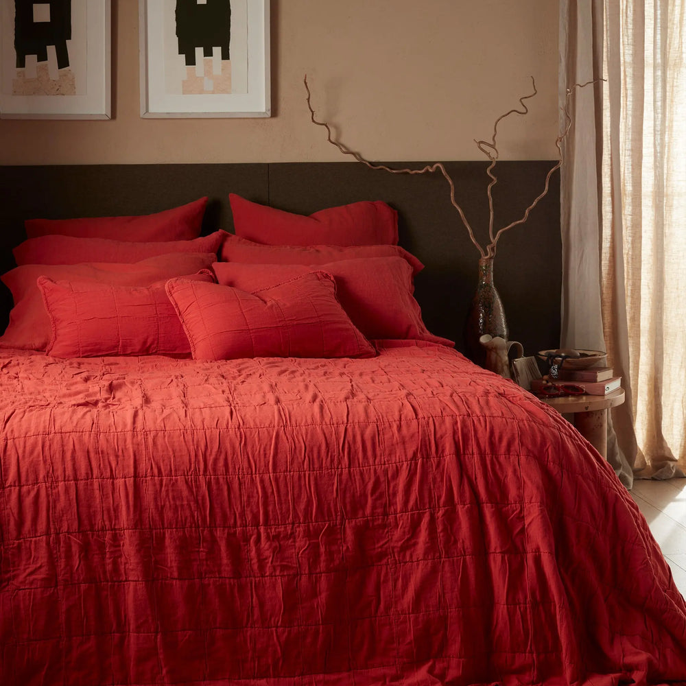 Paprika Finn 100% Cotton Quilted Cushion Cover The Secret Linen Store