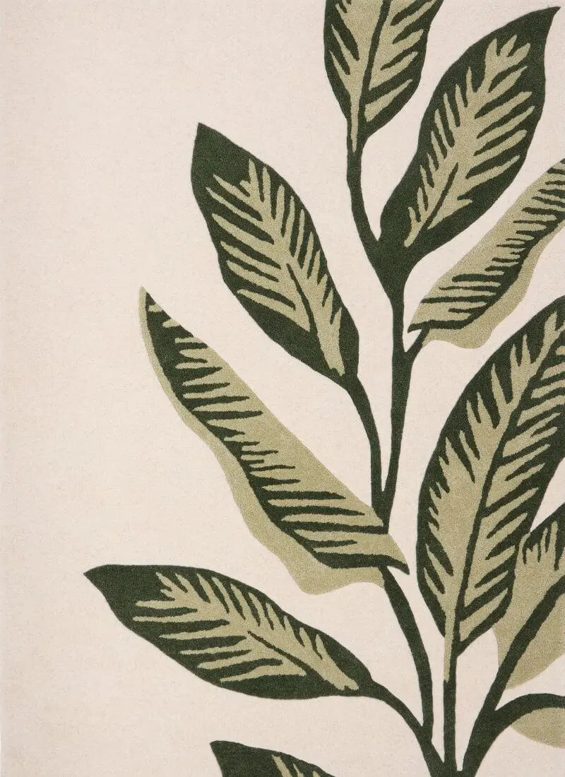 Paradise Leaf Hand-Tufted Wool Rug – Cream/Green The Rugs