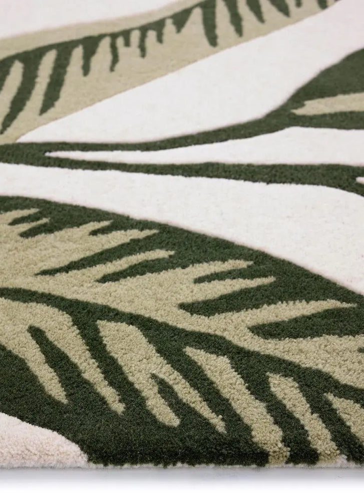 Paradise Leaf Hand-Tufted Wool Rug – Cream/Green The Rugs