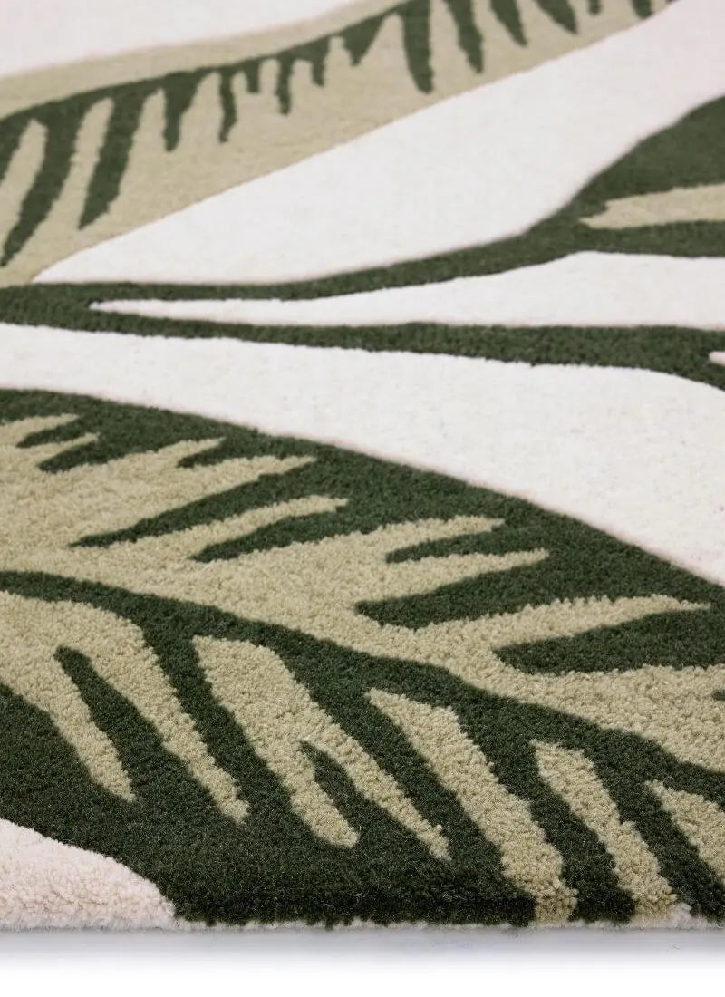 Paradise Leaf Hand-Tufted Wool Rug – Cream/Green The Rugs