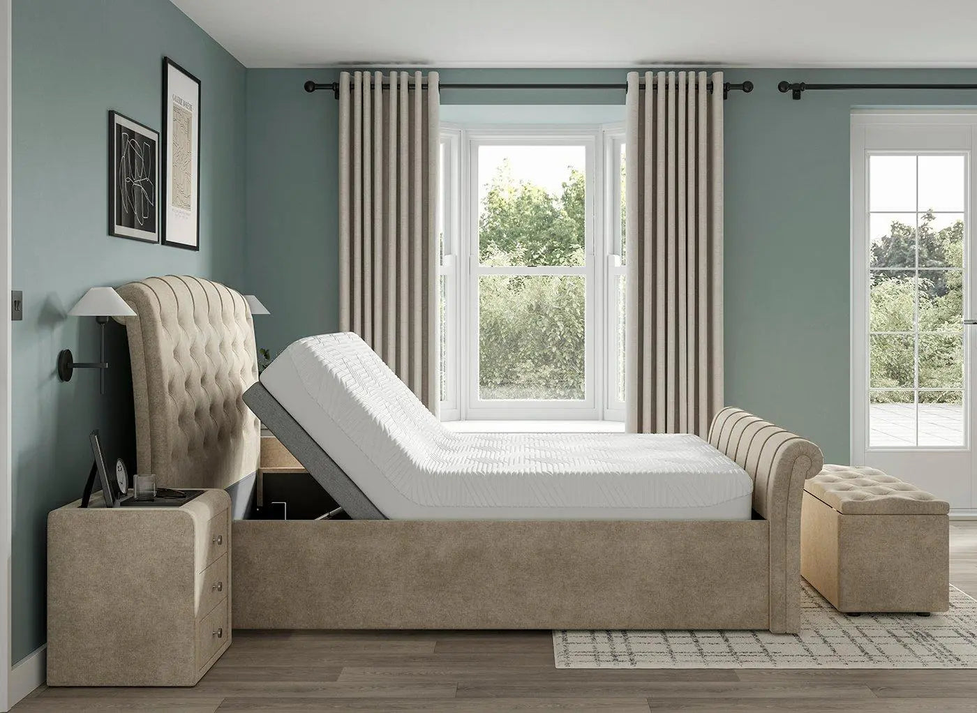 Paris Sleepmotion Adjustable Upholstered Bed Frame - Beige Dreams