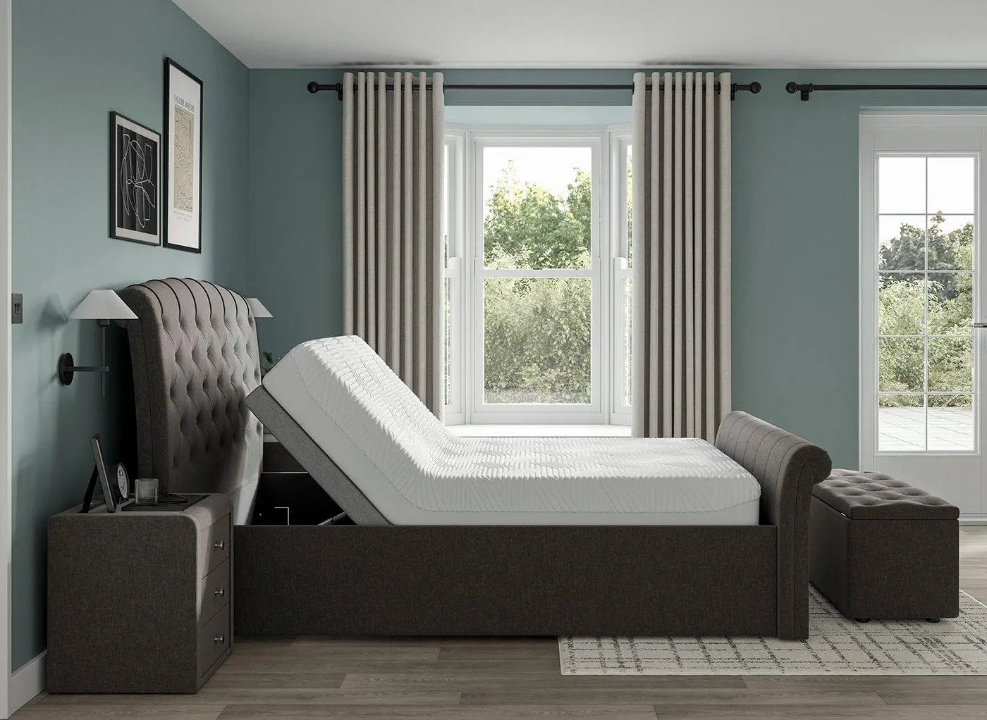 Paris Sleepmotion Adjustable Upholstered Bed Frame - Grey Dreams