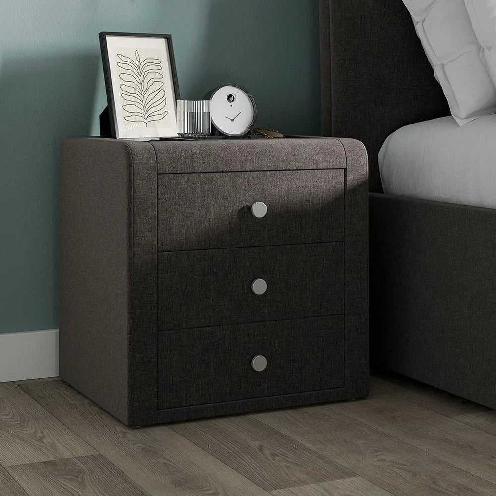 Paris Upholstered Bedside Table - Grey Dreams