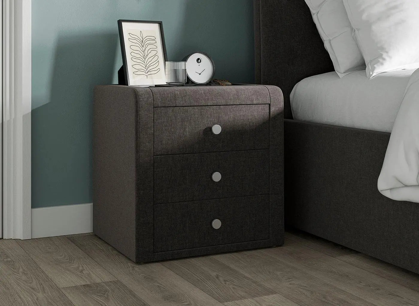 Paris Upholstered Bedside Table - Grey Dreams