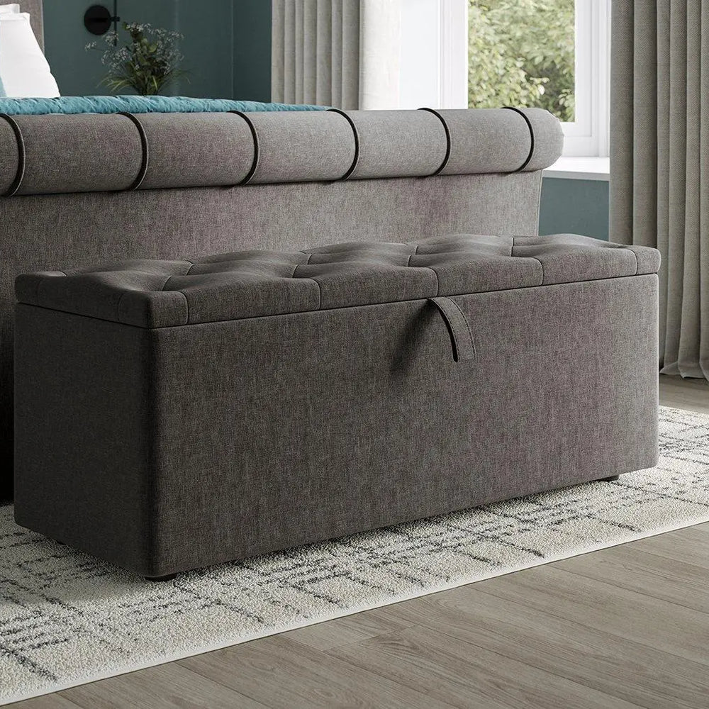 Paris Upholstered Blanket Box - Grey Dreams
