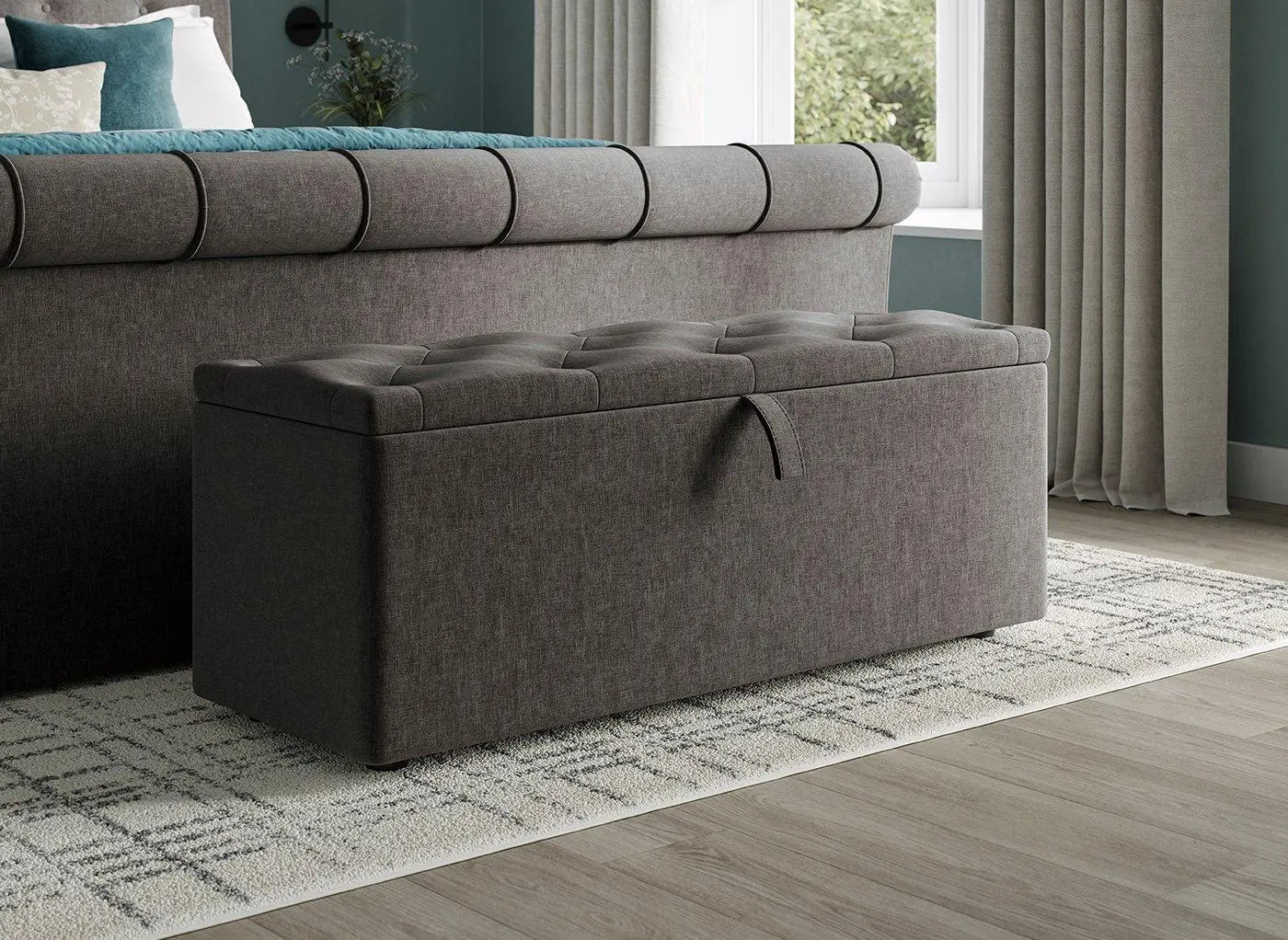 Paris Upholstered Blanket Box - Grey Dreams