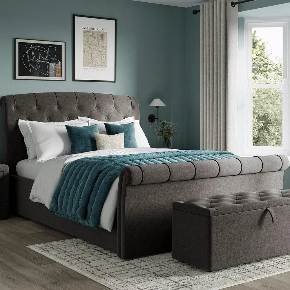 Paris Upholstered Ottoman Bed Frame - Grey Dreams