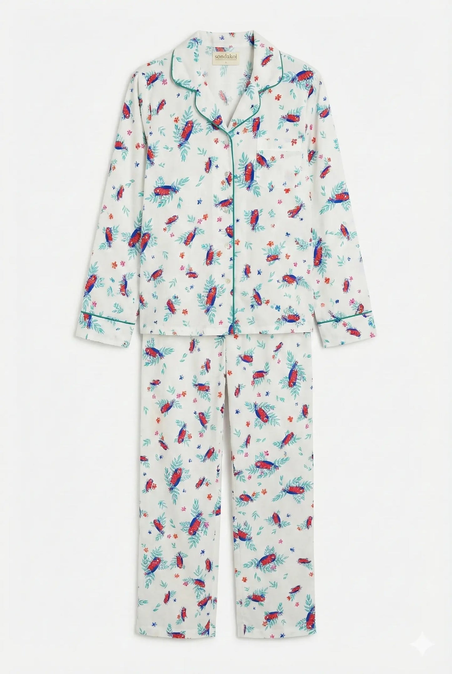 Parrots of the Nights Women's Satin Pyjama Trouser Set Nidra