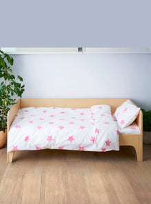  Pastel Pink Star Toddler Cot Bed Duvet Set Lulu and Nat