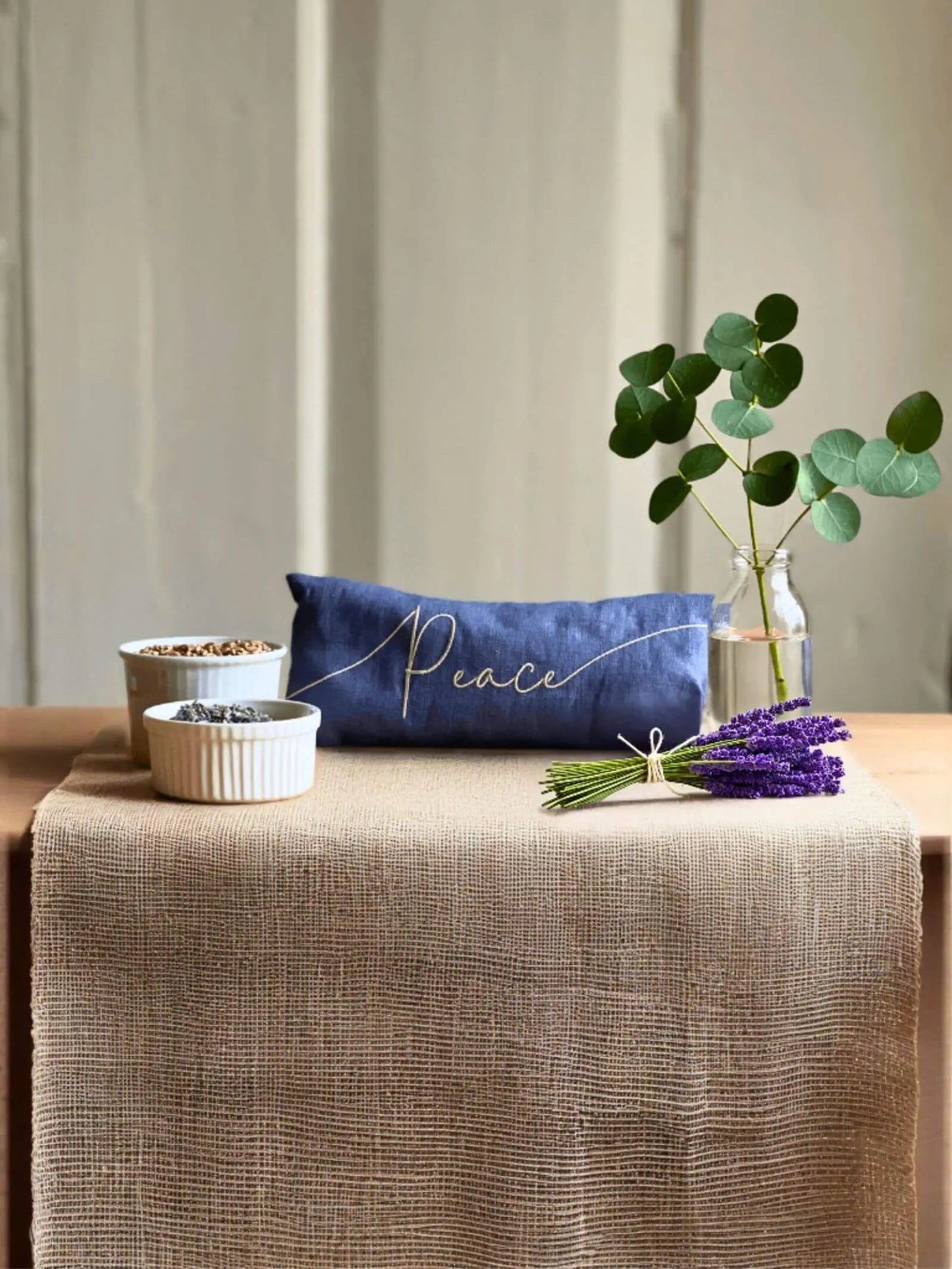 Peace Embroidered Linen and Lavender Eye Pillow The Norfolk Eye Pillow Company