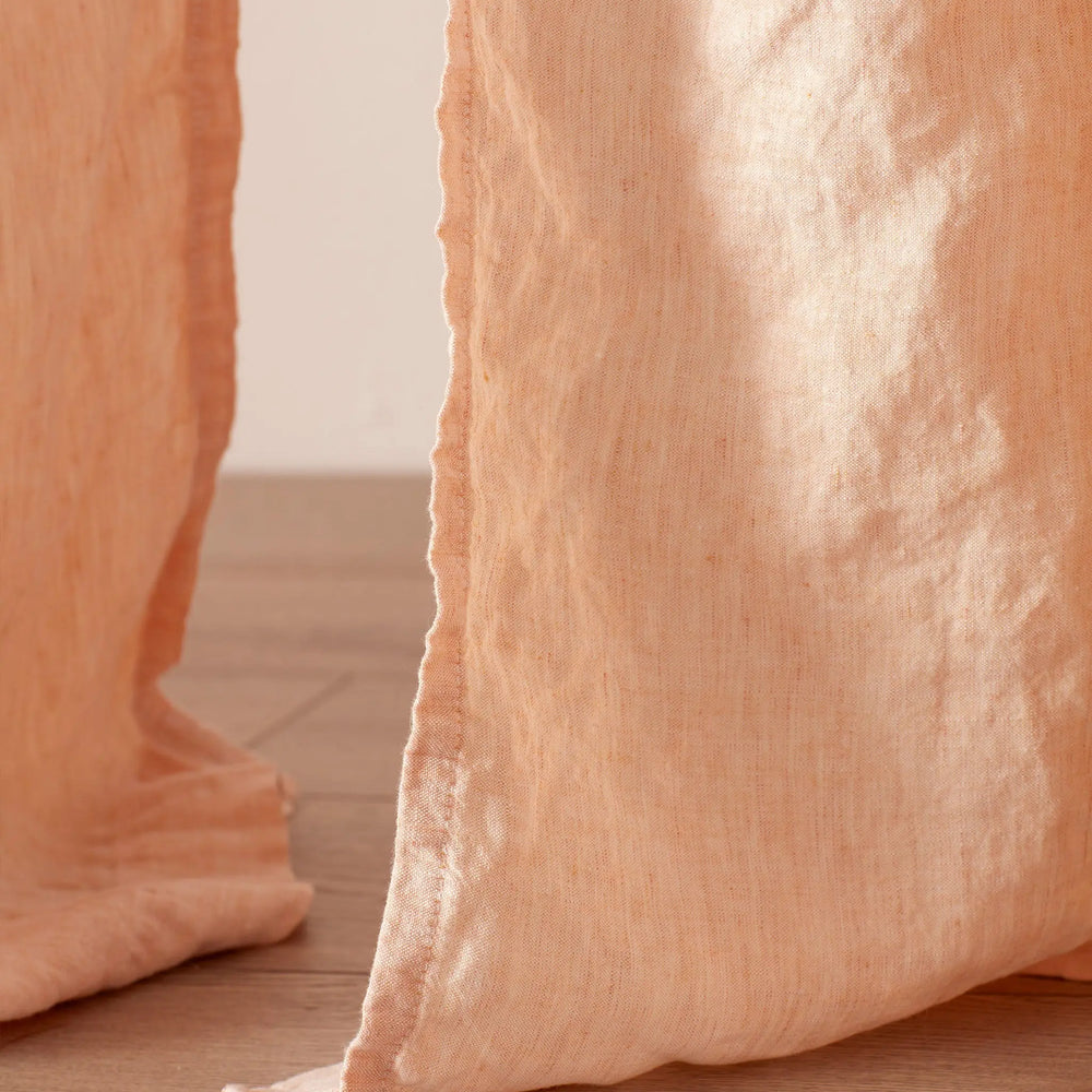 Peach 100% Linen Loop Top Curtain (Single) The Secret Linen Store