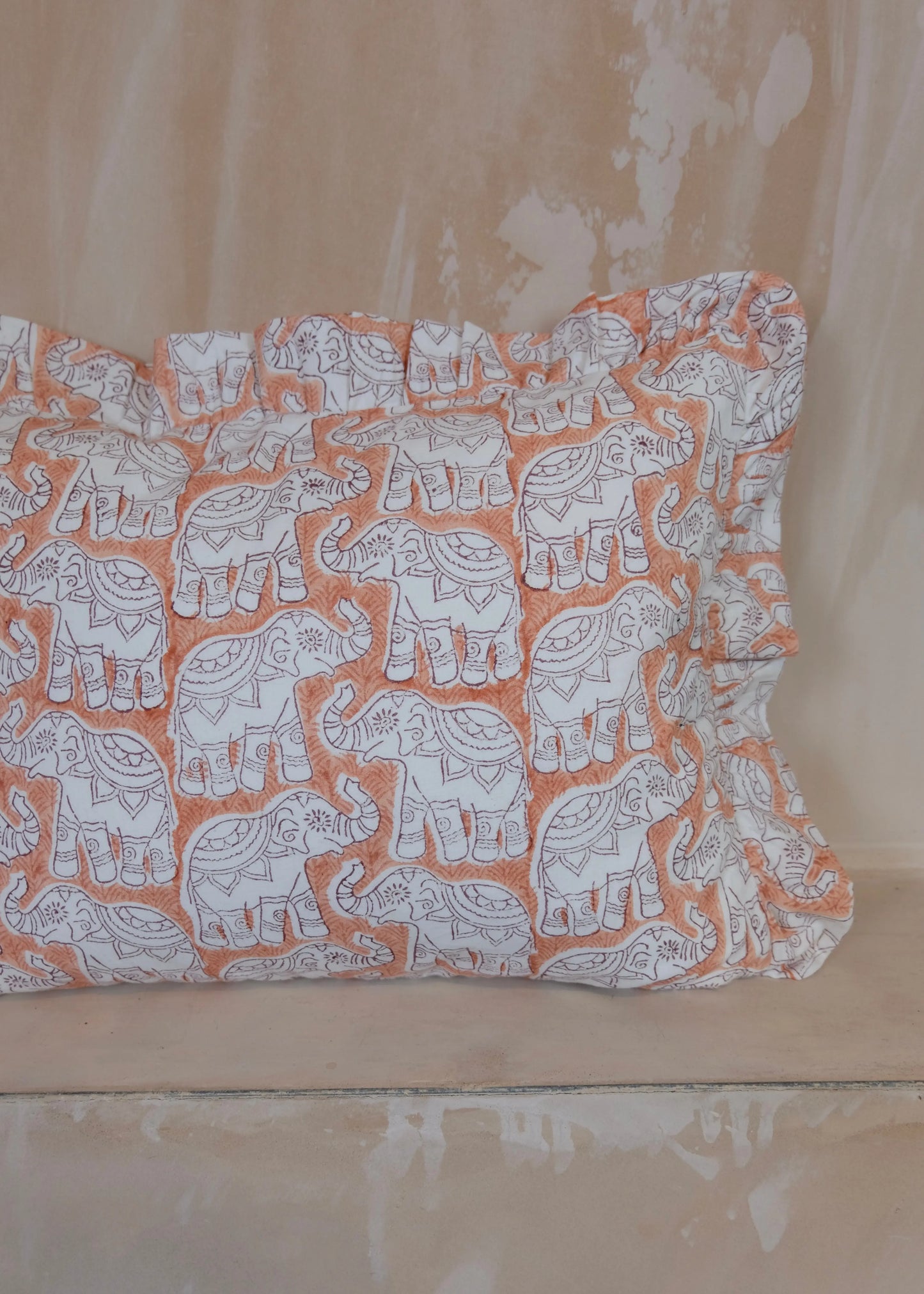 Peach Elephant Baby Pillowcase Kapara London