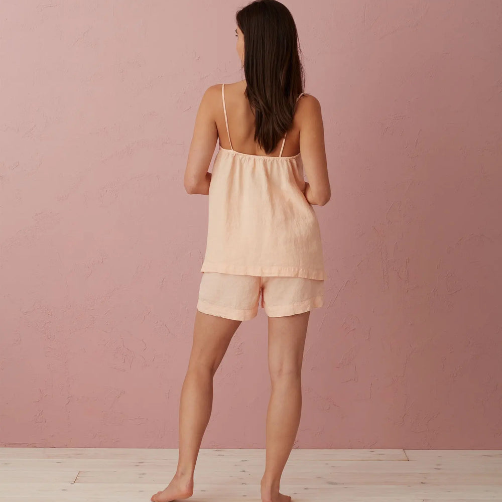 Peach Lara 100% Linen Cami Top The Secret Linen Store