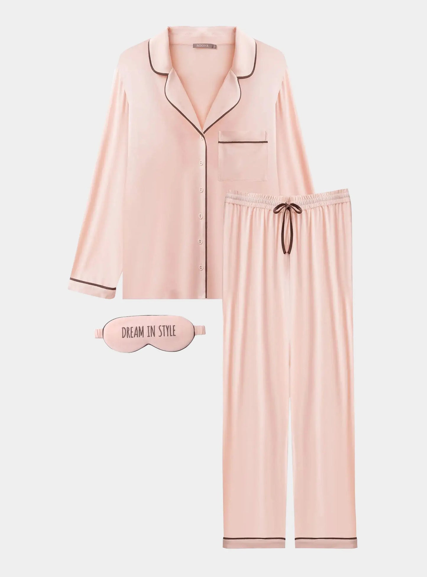 Peach Powder Women's Bamboo Long Pyjama Set NOKAYA