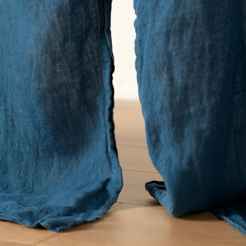 Peacock 100% Linen Loop Top Curtain (Single) The Secret Linen Store