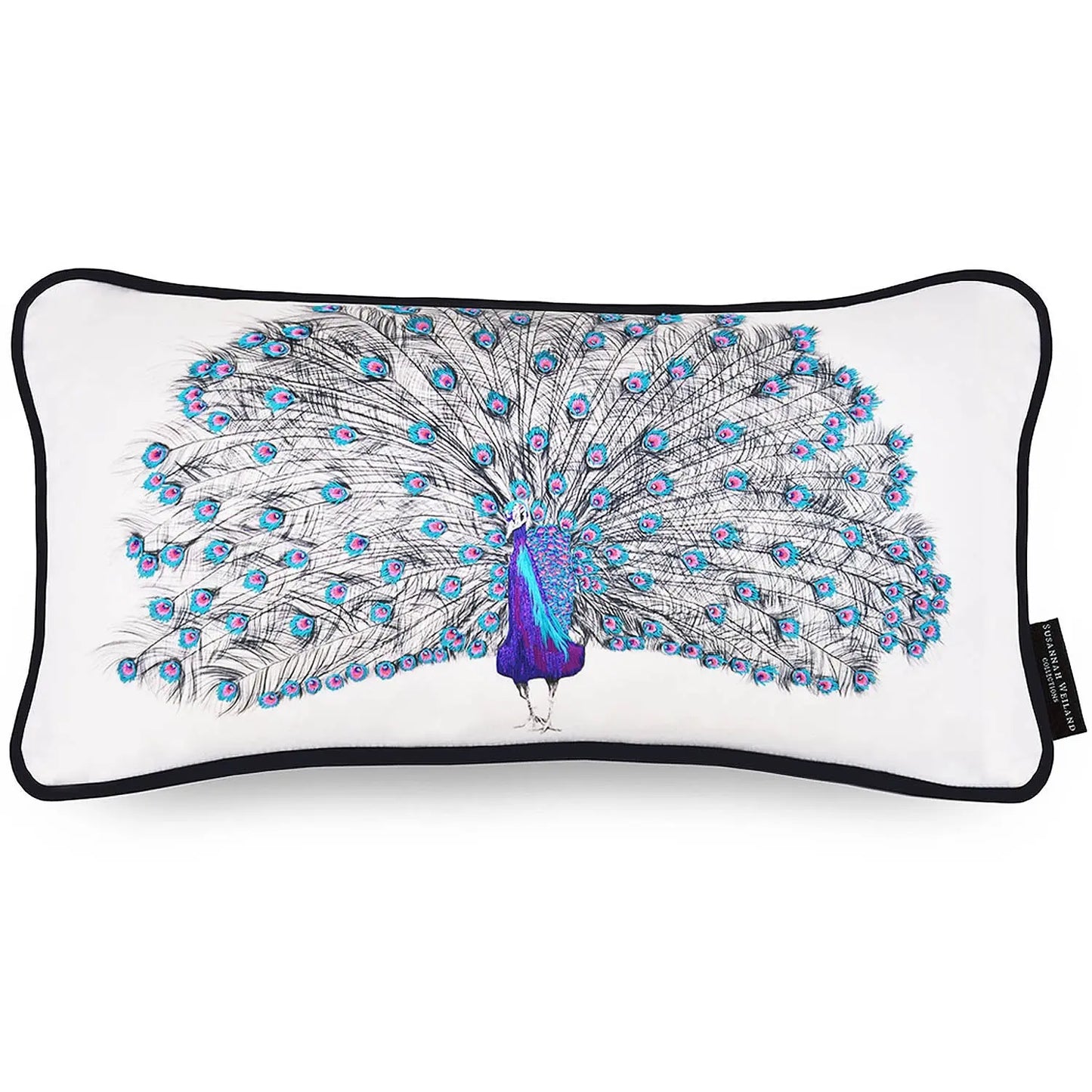 Peacock Hand Embroidered Cushion - Pablo Susannah Weiland Collections