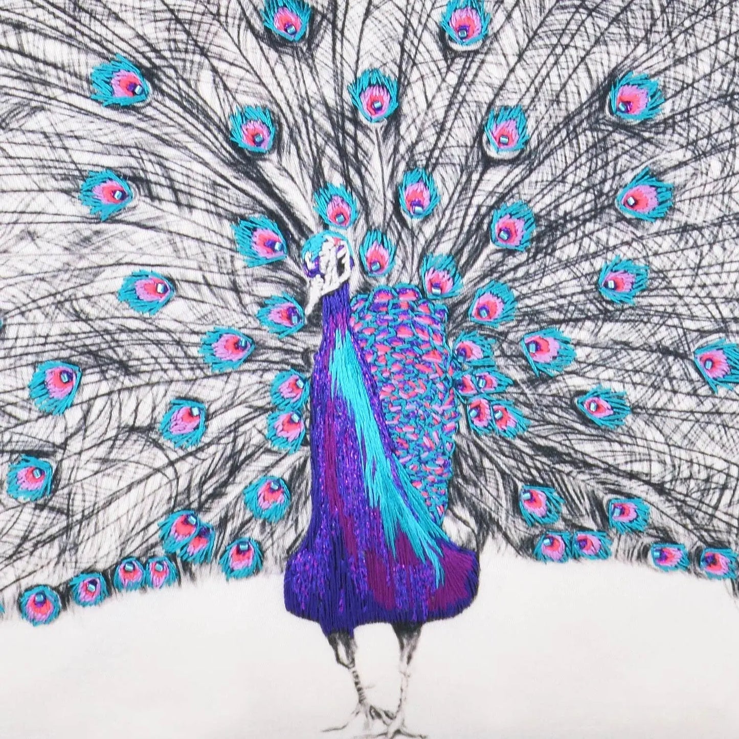 Peacock Hand Embroidered Cushion - Pablo Susannah Weiland Collections