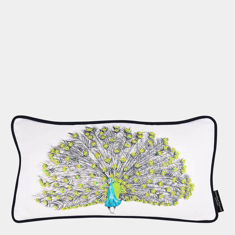 Peacock Hand Embroidered Cushion - Parker Susannah Weiland Collections