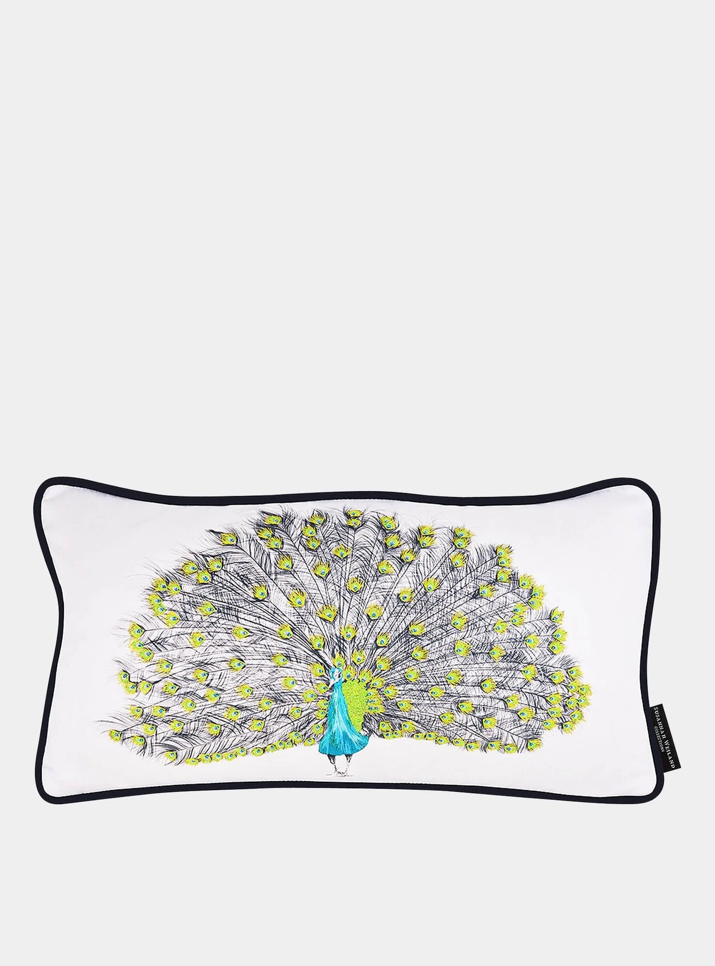 Peacock Hand Embroidered Cushion - Parker Susannah Weiland Collections