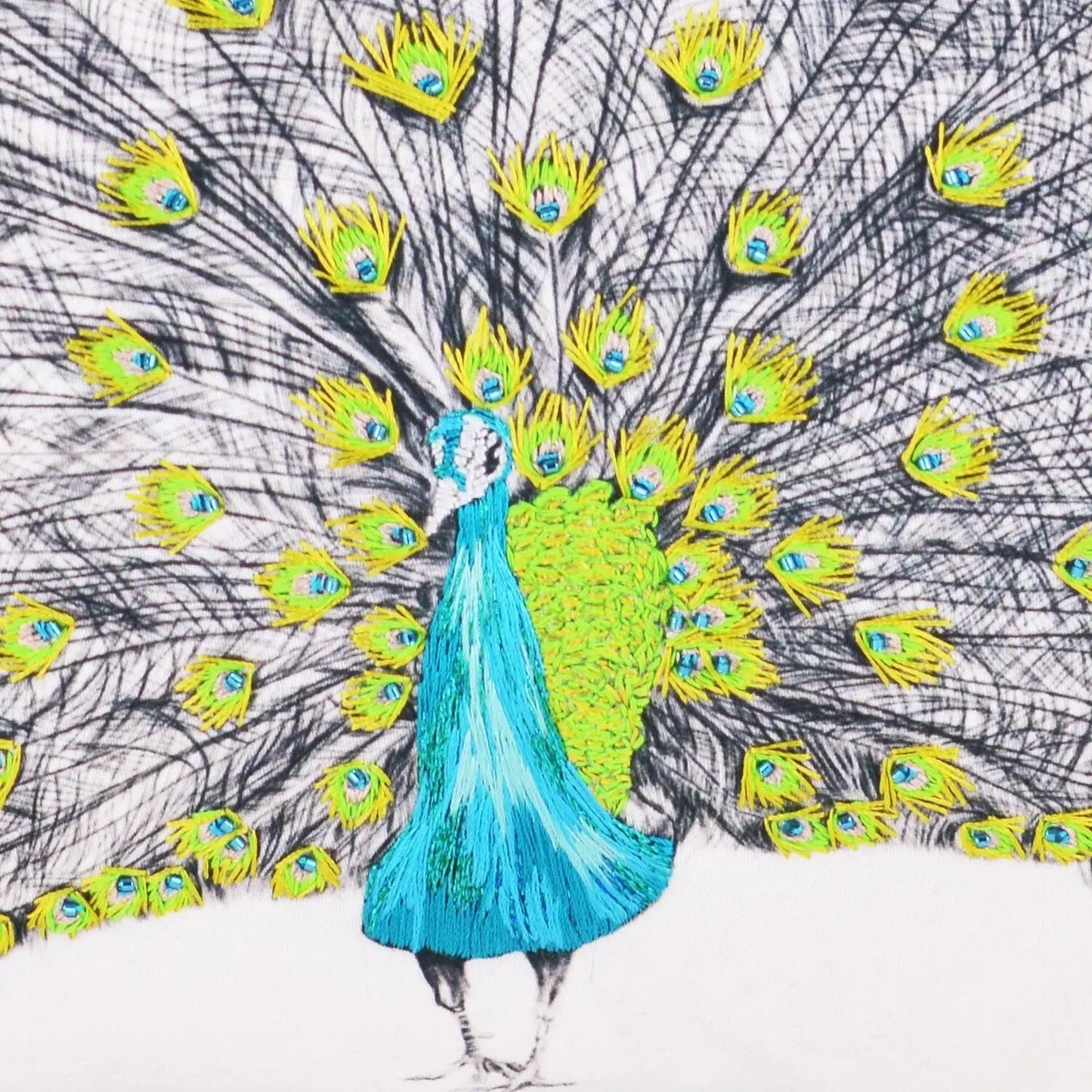 Peacock Hand Embroidered Cushion - Parker Susannah Weiland Collections