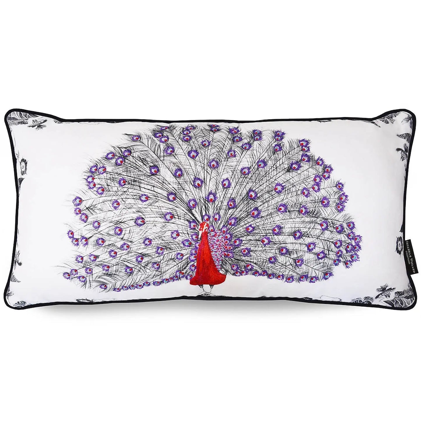Peacock Hand Embroidered Cushion - Pascal Susannah Weiland Collections