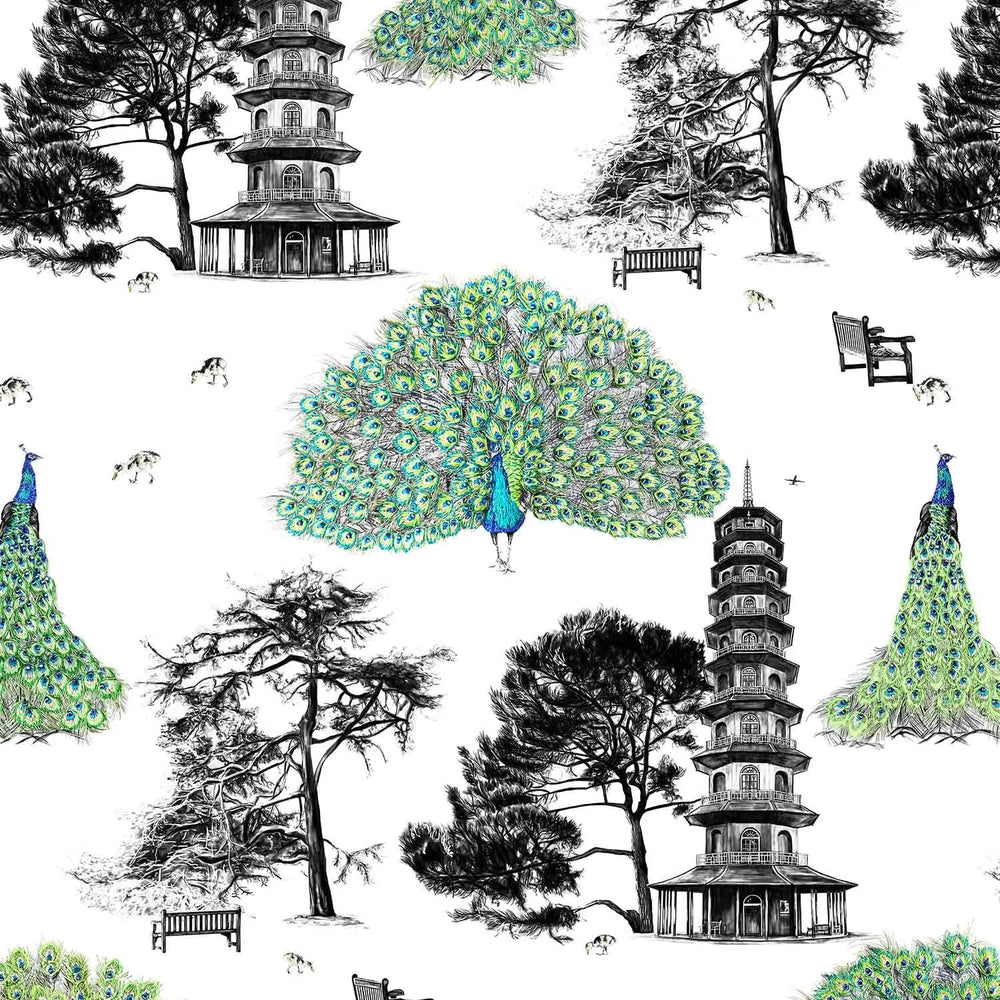 Peacock Wallpaper - Green Susannah Weiland Collections