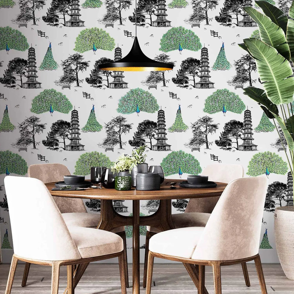 Peacock Wallpaper - Green Susannah Weiland Collections