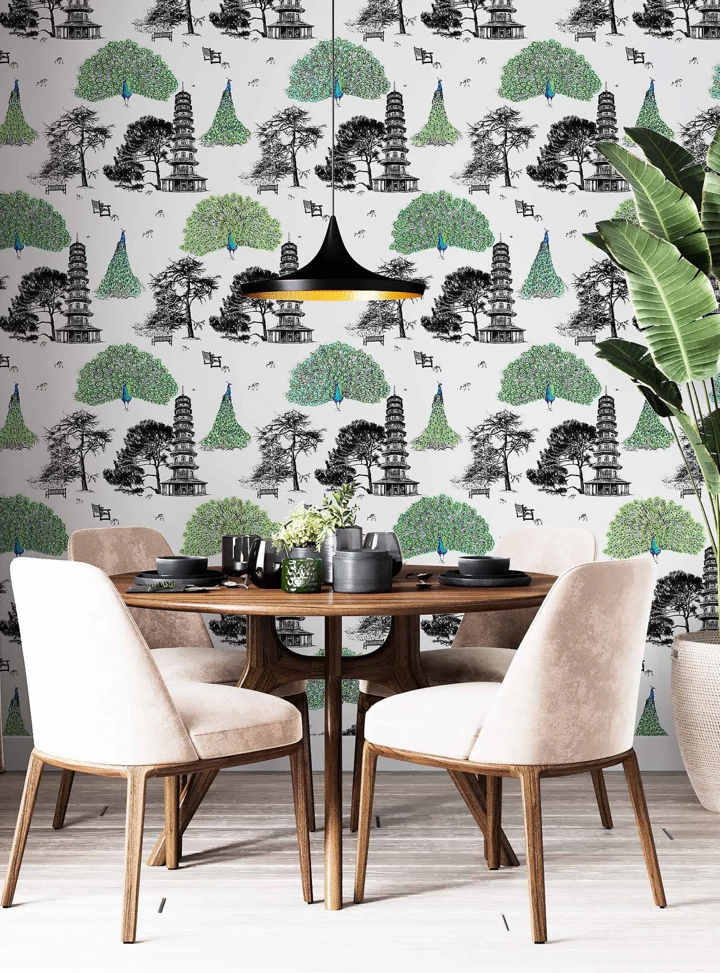 Peacock Wallpaper - Green Susannah Weiland Collections
