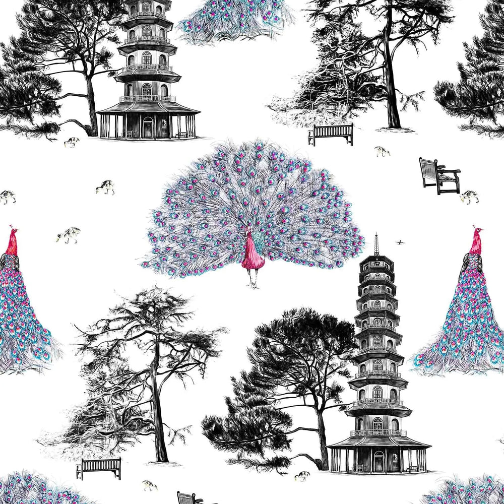 Peacock Wallpaper - Pink Susannah Weiland Collections