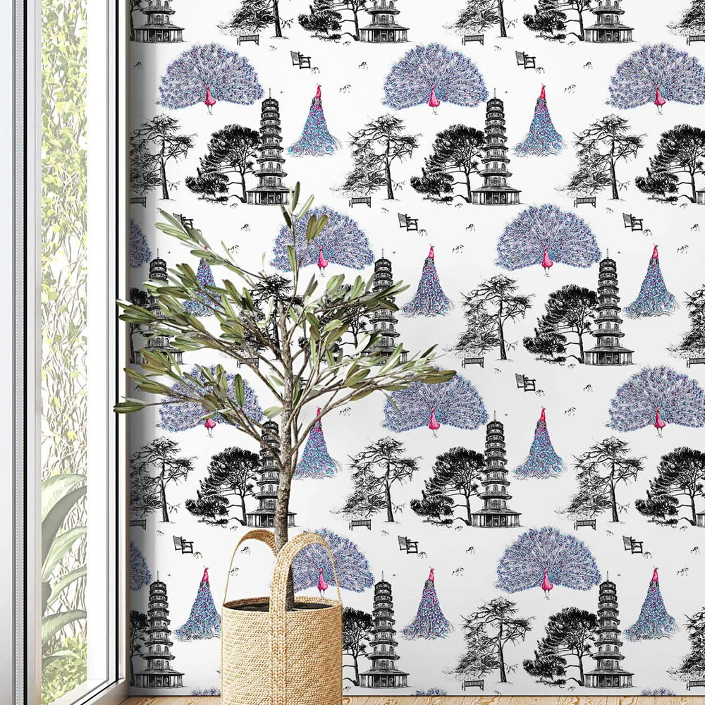 Peacock Wallpaper - Pink Susannah Weiland Collections