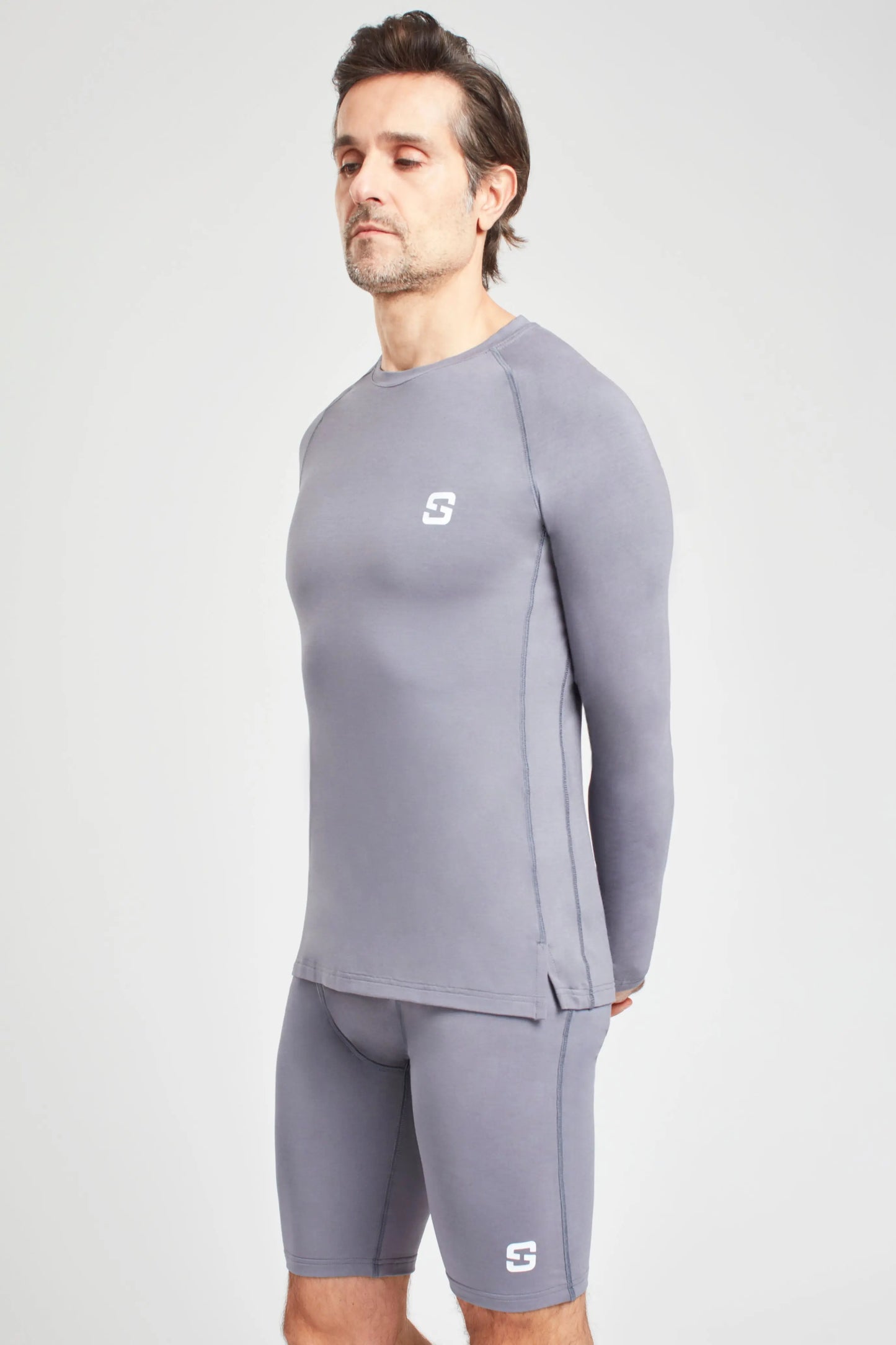 Pearl Grey Mens Long Sleeve Top Sōma Sportswear