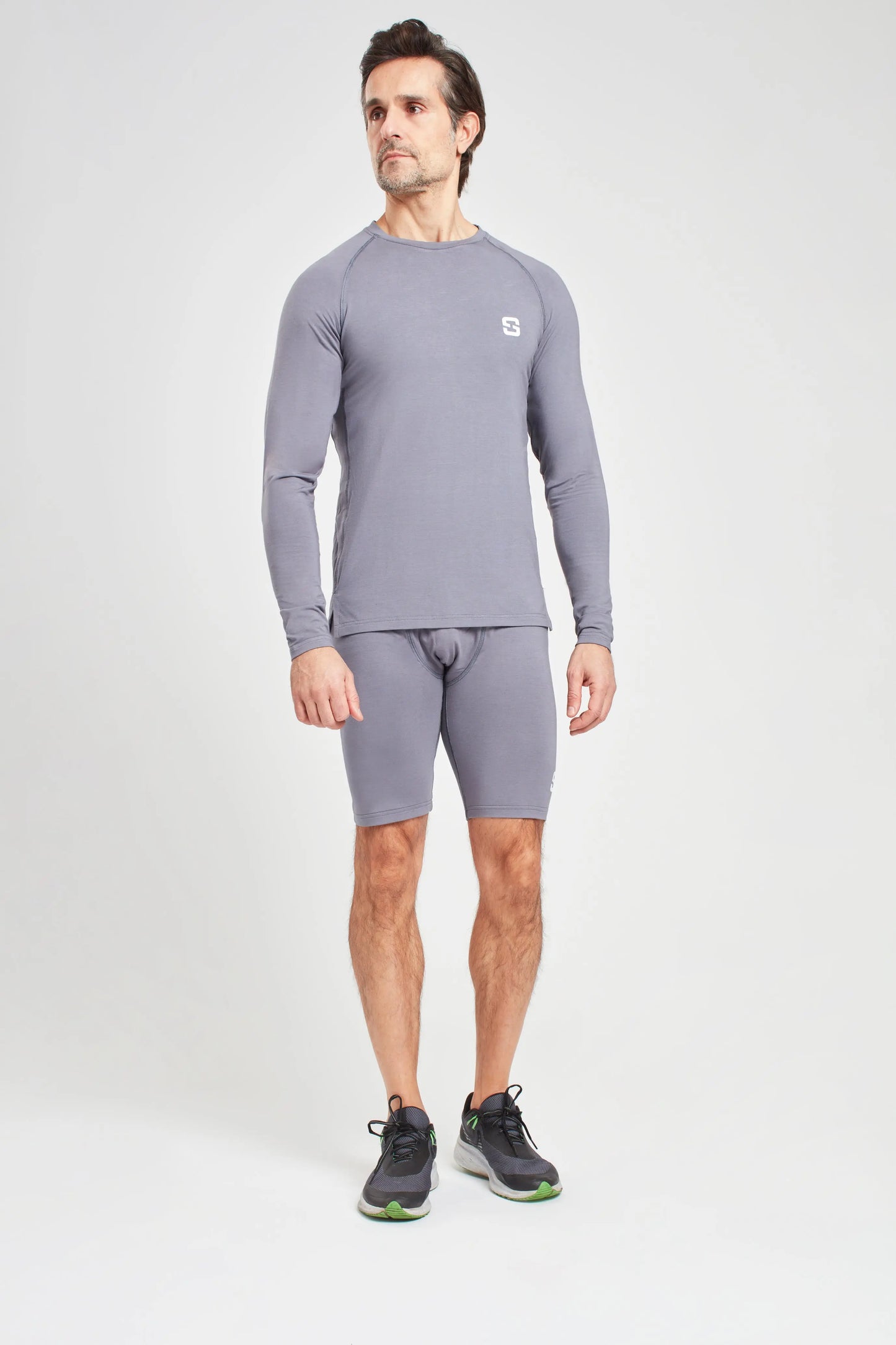 Pearl Grey Mens Long Sleeve Top Sōma Sportswear