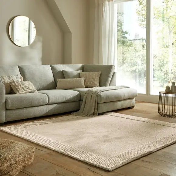Pebble Wool Border Square Rug Dunelm
