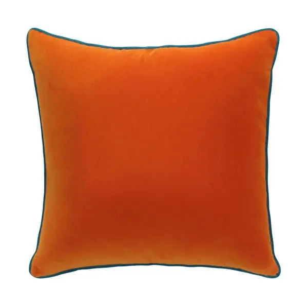 Pelham Clementine / Peacock, Sustainable Feather, Cushion, Clementine/Peacock Velvet Plain Andrew Martin