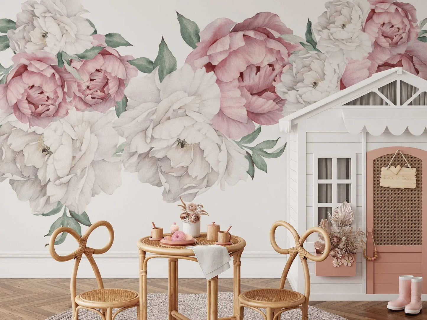 Peony Floral Decals | Self-Adhesive Wall Stickers for Nursery or Home Decor ClickWalls