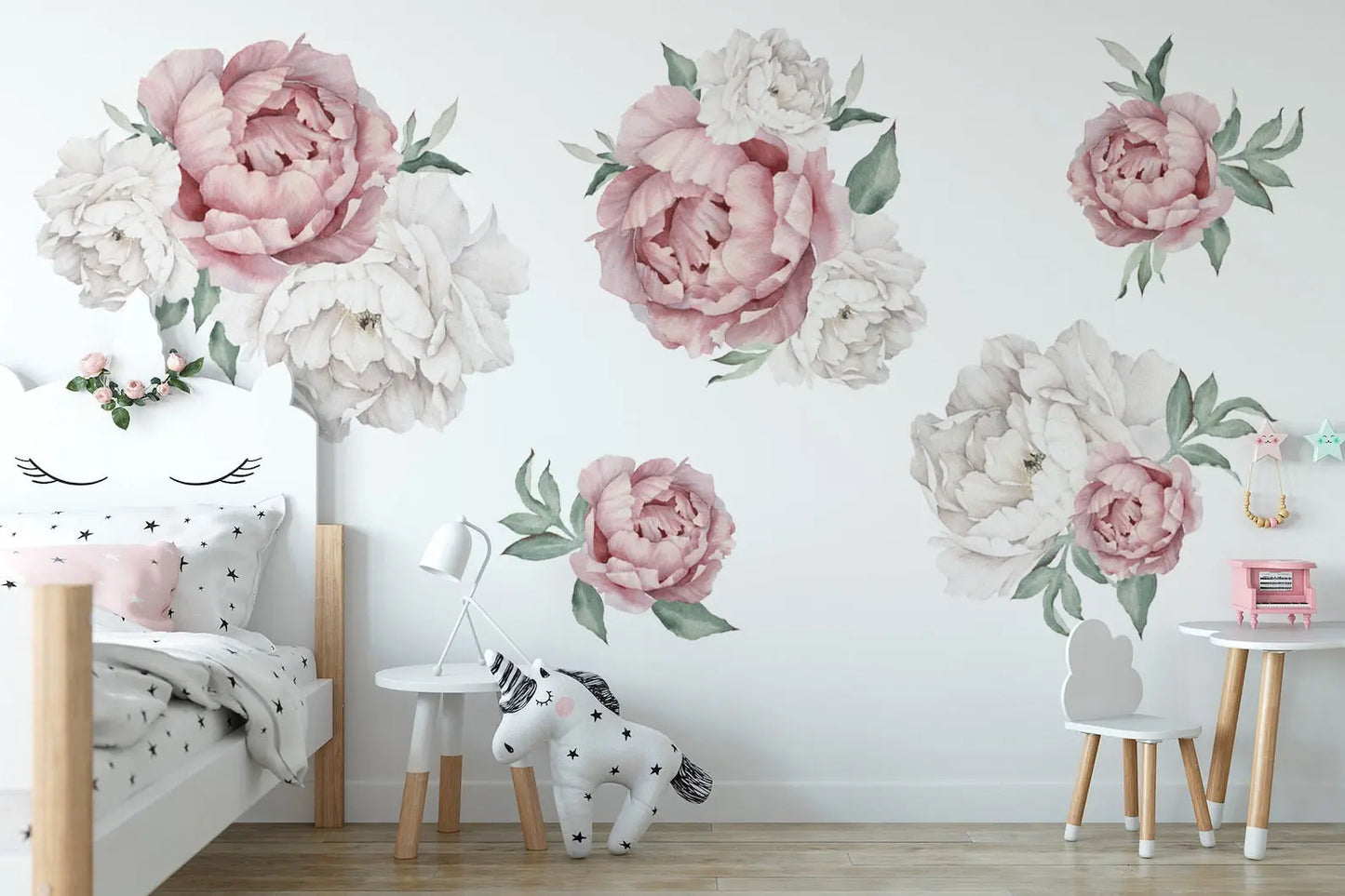 Peony Floral Decals | Self-Adhesive Wall Stickers for Nursery or Home Decor ClickWalls