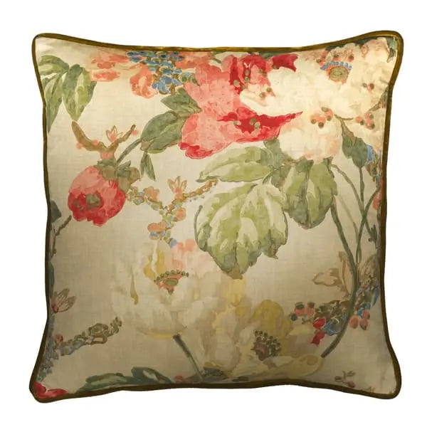 Peony Natural, Sustainable Feather, Cushion Eco-conscious & Cotton & Cotton Blend & Linen & Linen Blend Floral Andrew Martin