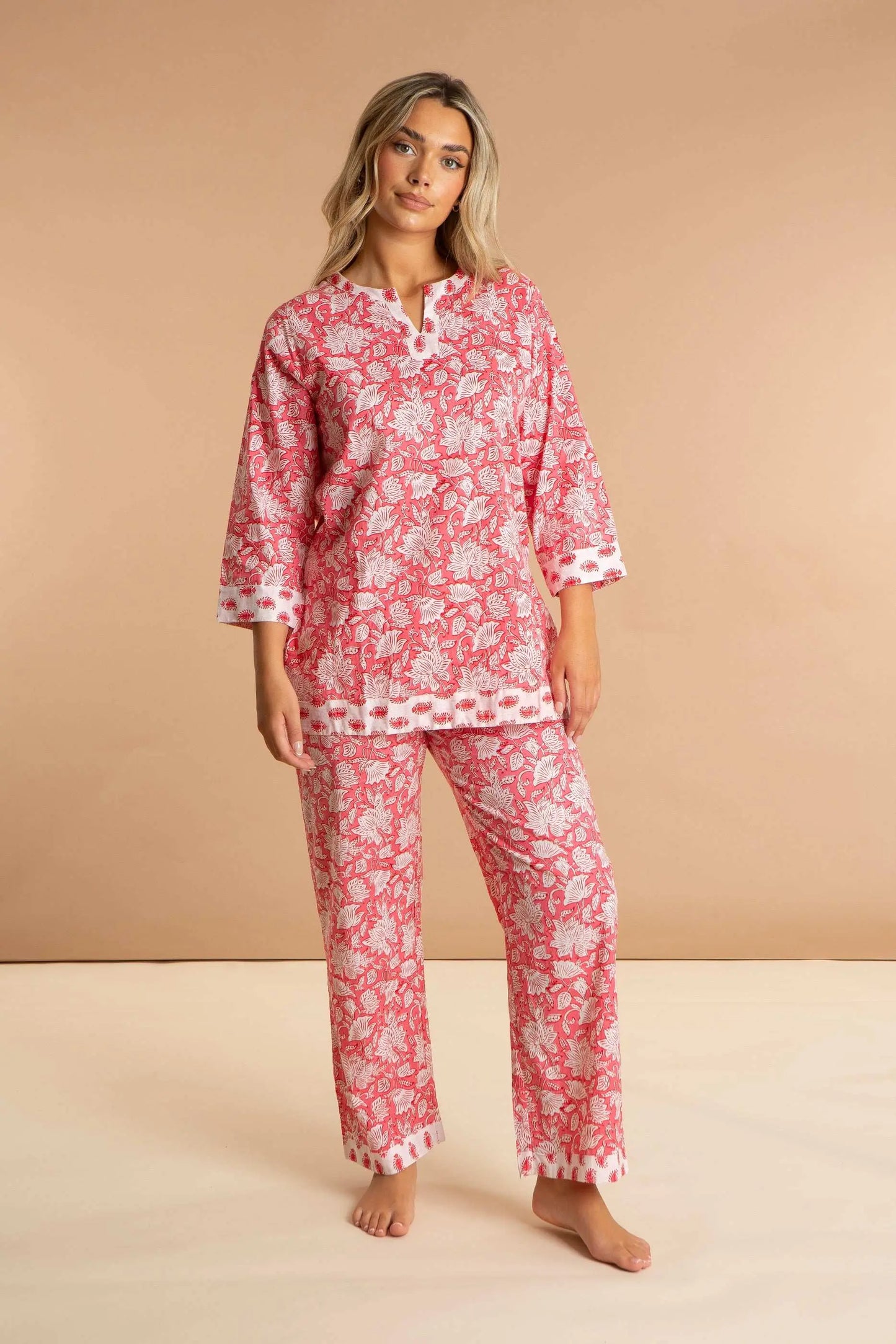 Peony Paisley Women's Floral Cotton Pyjama Trouser Set inara