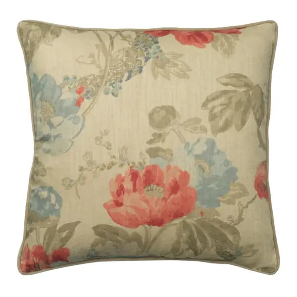 Peony Sea Coral, Sustainable Feather, Cushion Eco-conscious & Cotton & Cotton Blend & Linen & Linen Blend Floral Andrew Martin