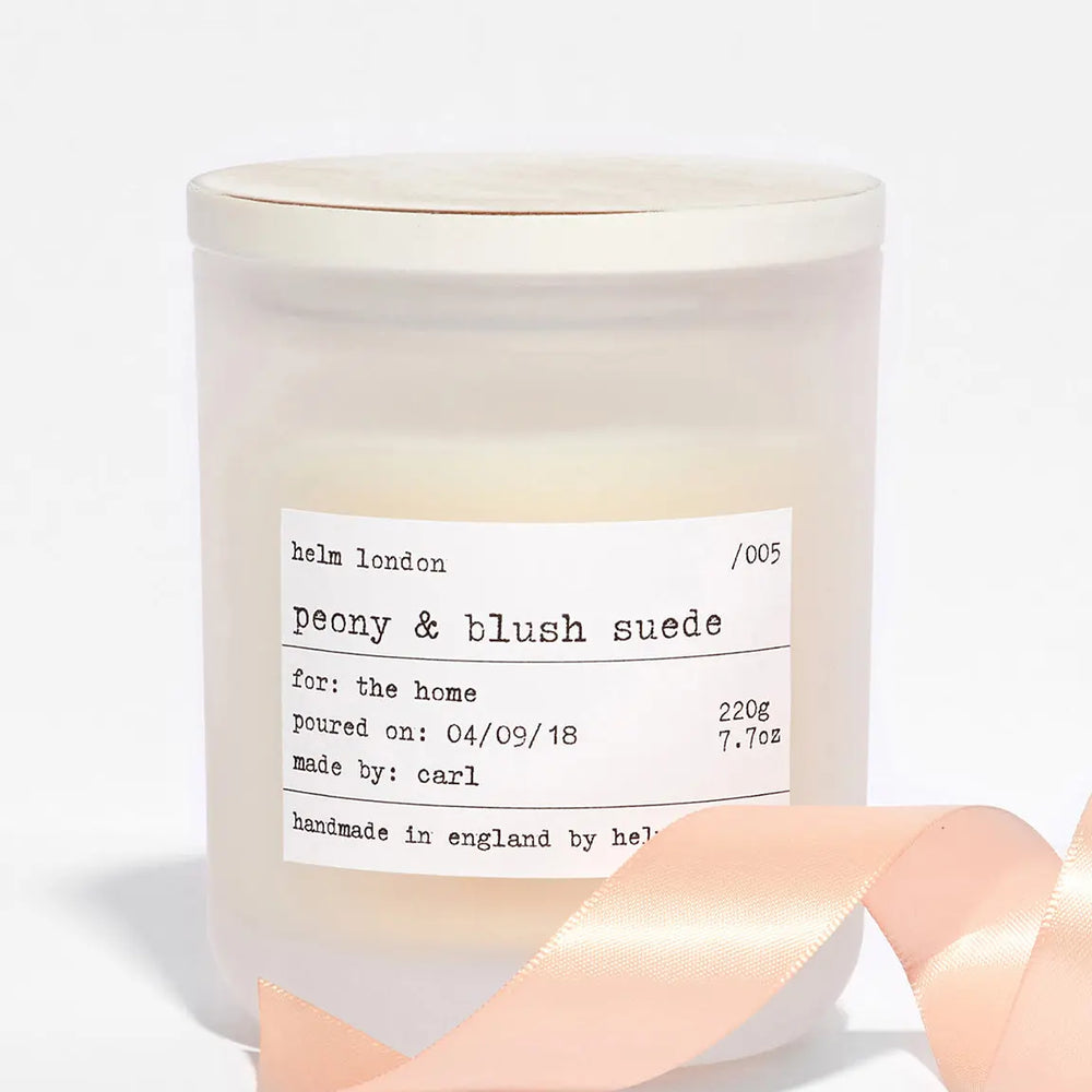 Peony & Blush Suede Luxury Candle Helm London
