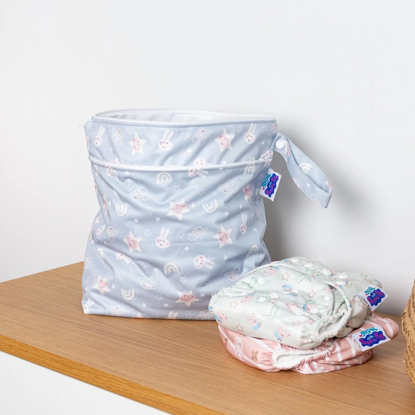 Peppa Pig Grab & Go Nappy Wet Bag - Blue Mix Peppa & Friends Modern Cloth Nappies