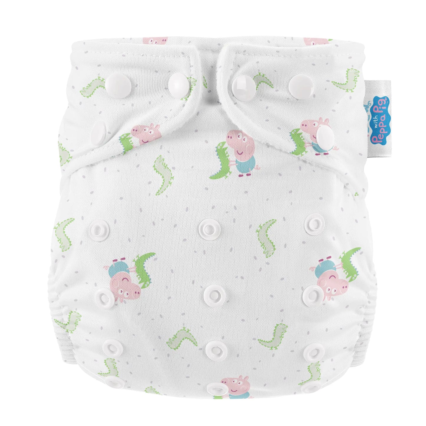 Peppa Pig One Size All-In-One Reusable Cloth Nappy - George & Mr.Dinosaur | White Modern Cloth Nappies