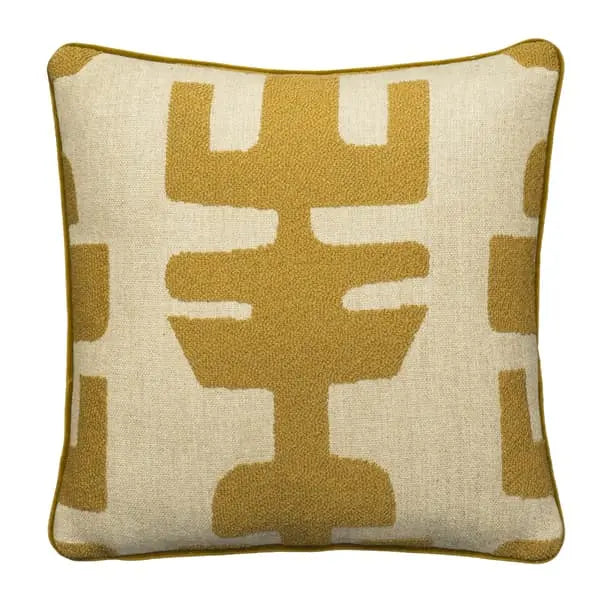 Peru Olive, Sustainable Feather, Cushion Cotton Blend & Linen Blend & Wool Blend Geometric & Weave Andrew Martin