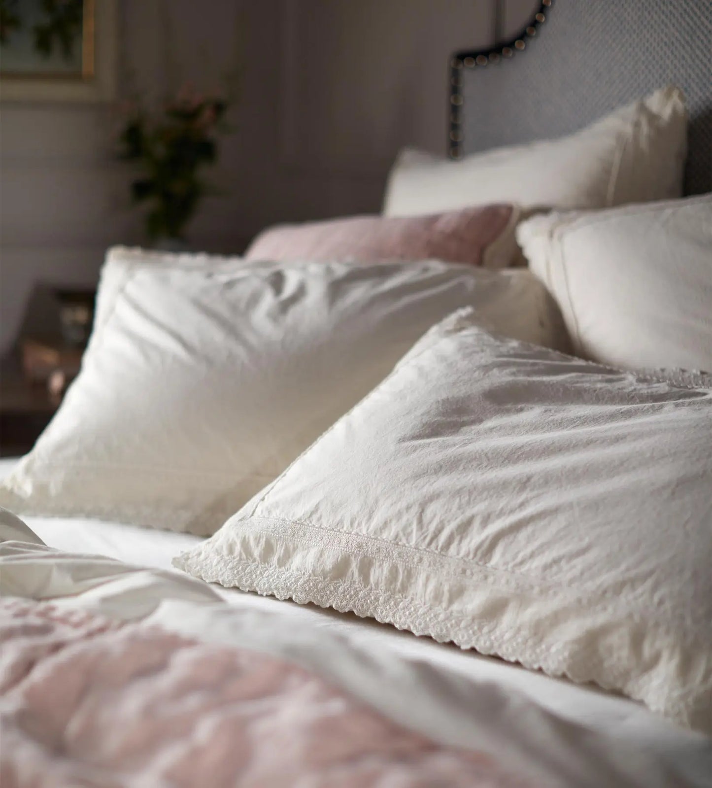 Pia Embroidered 100% Cotton Pillowcase The Secret Linen Store